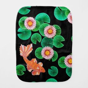 Water Lilies and Koi Fish Paper Plates Baby Burp Cloth
