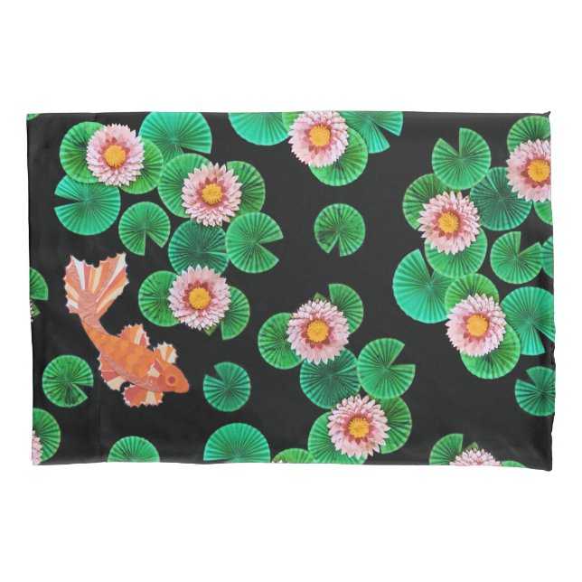 Water Lilies and Koi Fish Pillow Case (Front)