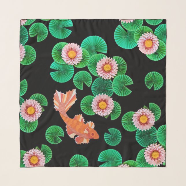 Water Lilies and Koi Fish Scarf (Front)