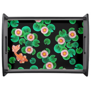 Water Lilies and Koi Fish Serving Tray