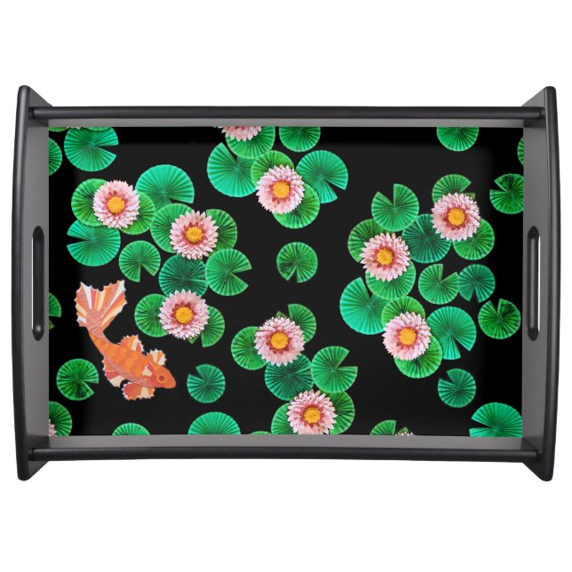 Water Lilies and Koi Fish Serving Tray (Front)
