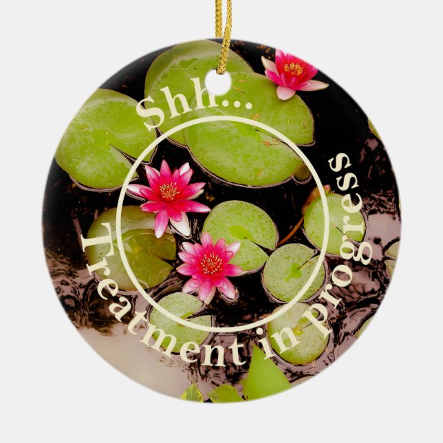 Water lilies and koi pond ceramic ornament (Front)