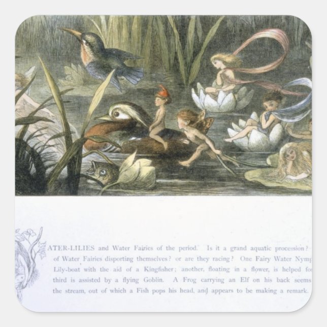 Water-Lilies and Water Fairies, illustration from Square Sticker (Front)