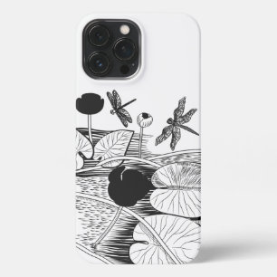 Water-lilies black graphic iPhone 13 Pro Max Case