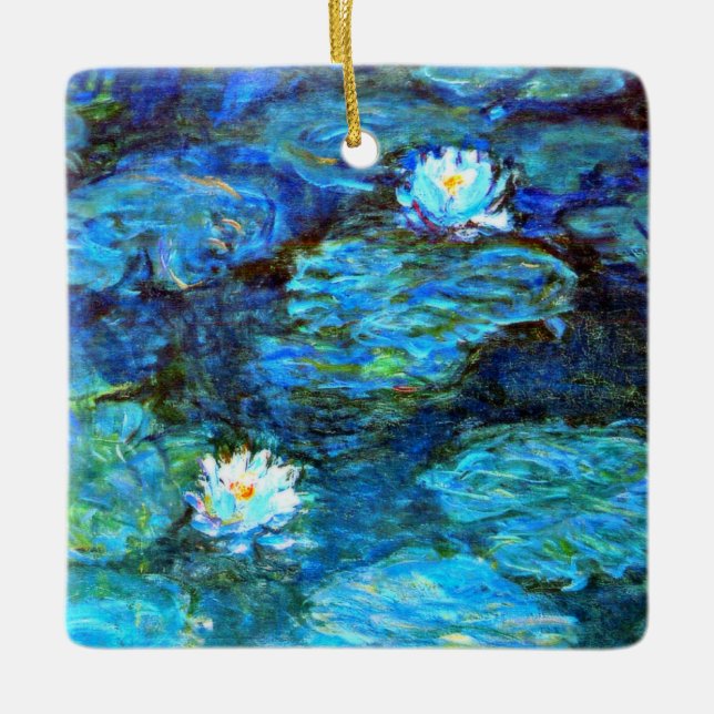 Water Lilies (blue) by Claude Monet Ceramic Ornament (Front)