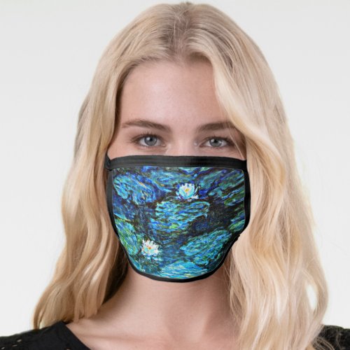 Water Lilies blue by Claude Monet Face Mask