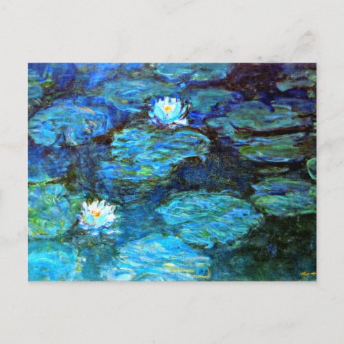 Water Lilies blue by Claude Monet Postcard