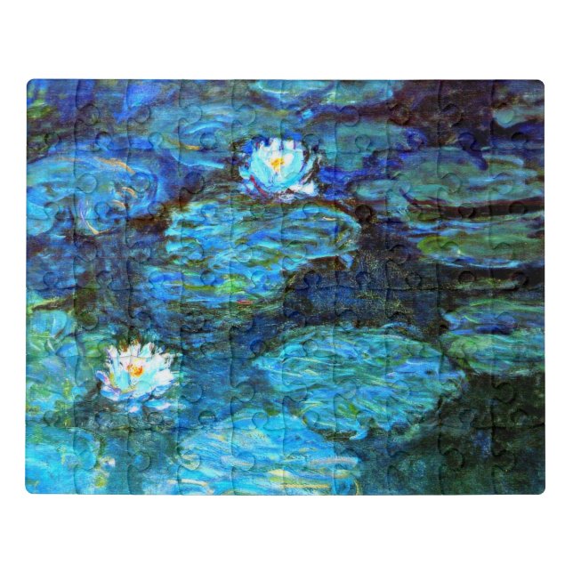 Water Lilies (blue), famous Monet painting Jigsaw Puzzle (Puzzle Horizontal)