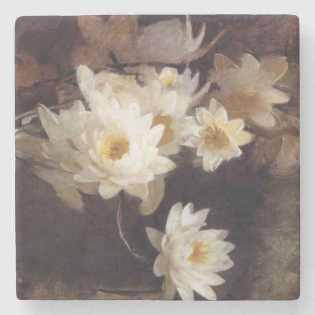 Water Lilies (by Abbott Henderson Thayer) Stone Coaster (Front)