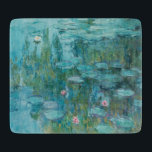 Water Lilies (by Claude Monet, 1915) Cutting Board<br><div class="desc">This design features a painting by French impressionist artist Claude Monet (1840–1926). It shows the an attractive arrangement of flowering water lilies on the pond at his home in Giverny, northern France. The lilies are painting in beautiful shades of turquoise and green. The original work was completed in 1915, and...</div>