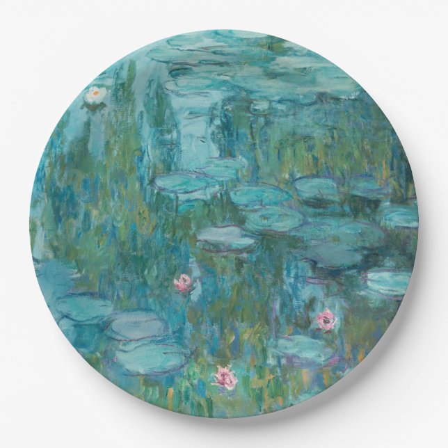 Water Lilies (by Claude Monet, 1915) Paper Plates (Front)