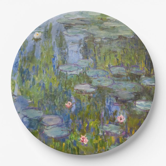 Water Lilies by Claude Monet Classic Impressionist Paper Plates (Front)