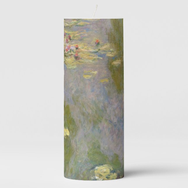 Water Lilies by Claude Monet Pillar Candle (Front)