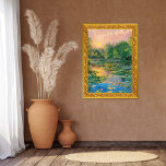 Water Lilies by Claude Monet, Sunset, Colorful  Photo Print<br><div class="desc">A beautiful illustration of Claude Monet's iconic painting, Water Lilies. The design includes vibrant colors of the water lilies, a serene pond, sky is a beautiful blend of soft pinks and oranges, with a golden sun setting on the horizon. The water surface reflects the vibrant colors. The overall atmosphere of...</div>