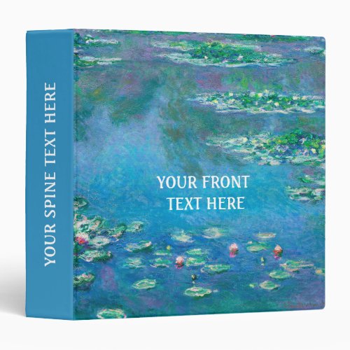Water Lilies Claude Monet  3 Ring Binder