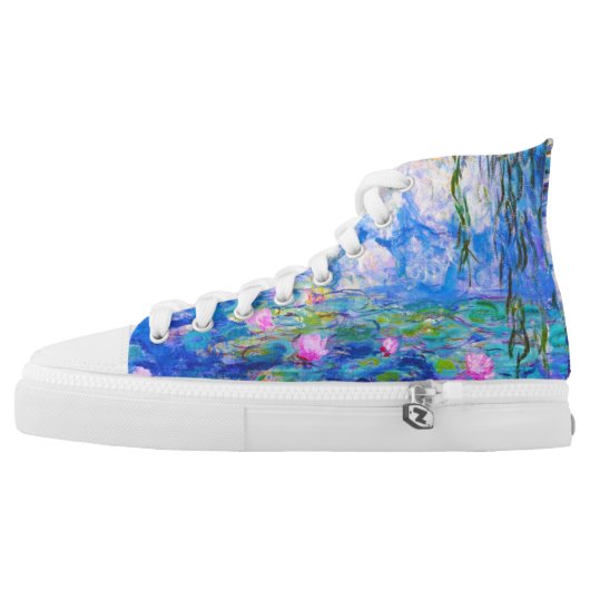 Water Lilies Claude Monet painting High-Top Sneakers (Left Shoe Outside)