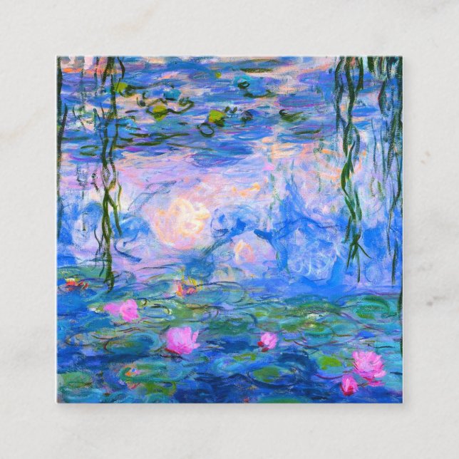 Water Lilies Claude Monet Restored Square Business Card (Front)