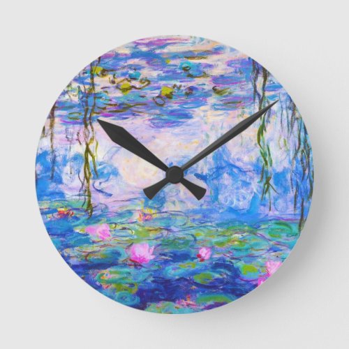 Water Lilies Claude Monet Round Clock
