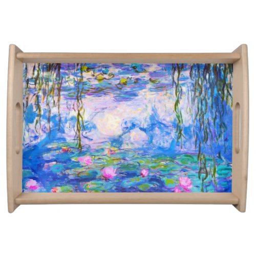 Water Lilies Claude Monet vibrant pond art Serving Tray
