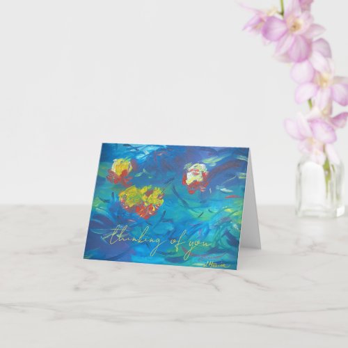 Water Lilies Dance Folded Thinking of You Card