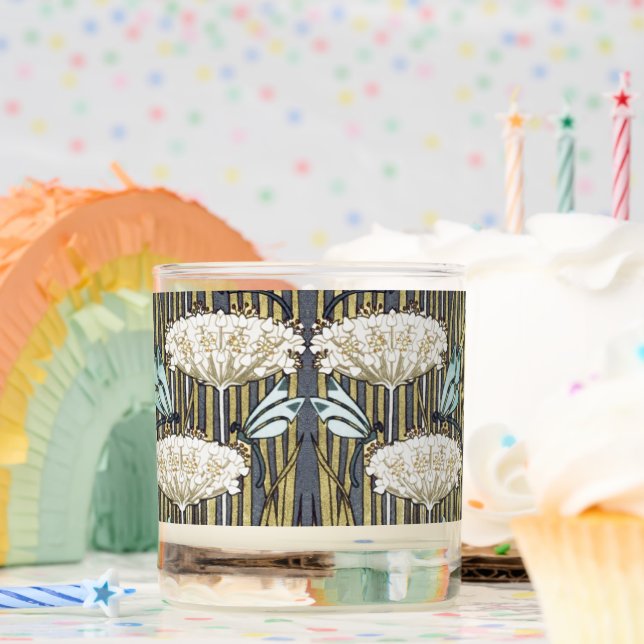 Water Lilies Dragonflies Marsh Art Nouveau Scented Candle (Birthday)