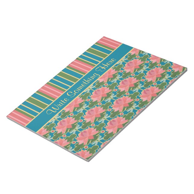 Water Lilies, Dragonflies, Stripes Notepad, Jotter Notepad (Angled)