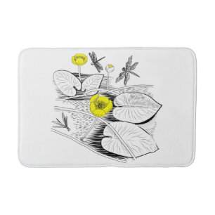 Water-lilies engraving bathroom mat