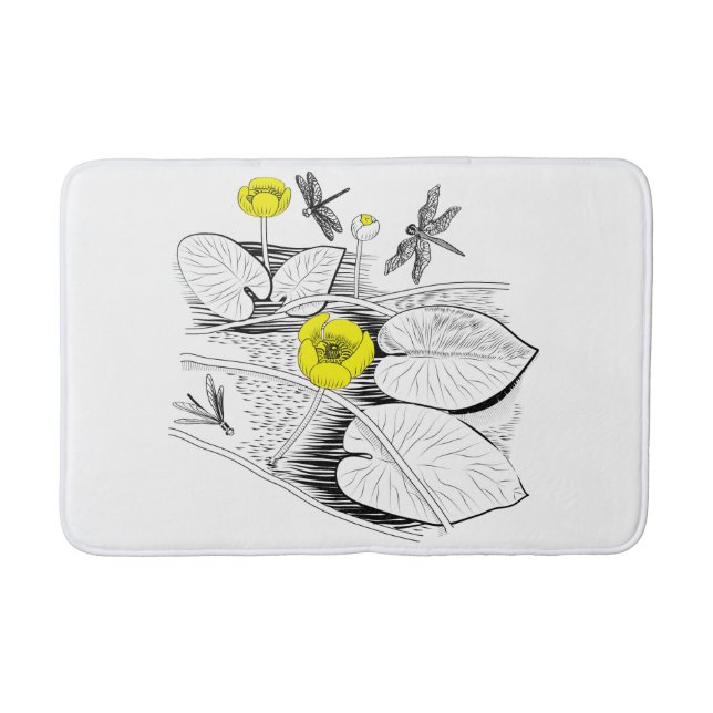 Water-lilies engraving bathroom mat (Front)