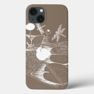 Water-lilies engraving iPhone 13 case