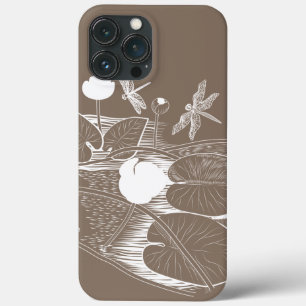 Water-lilies engraving iPhone 13 pro max case