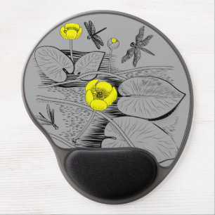 Water-lilies engraving gel mouse pad
