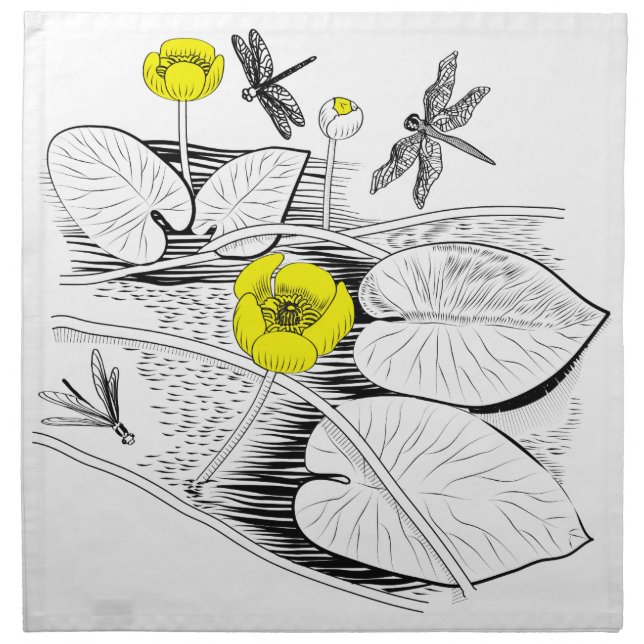 Water-lilies engraving napkin (Front)