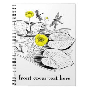 Water lilies engraving notebook
