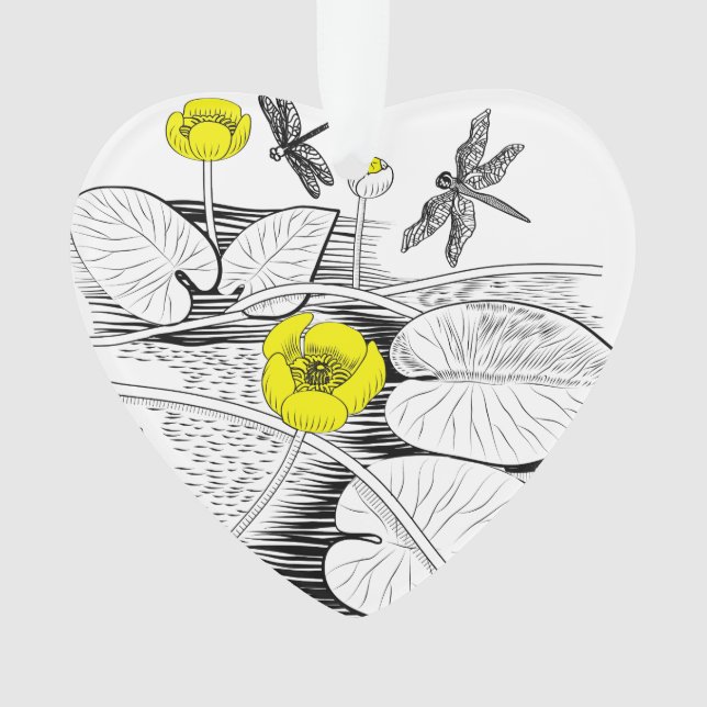 Water-lilies engraving ornament (Front)