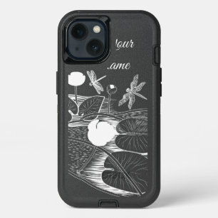 Water-lilies engraving iPhone 13 case