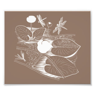 Water-lilies engraving photo print