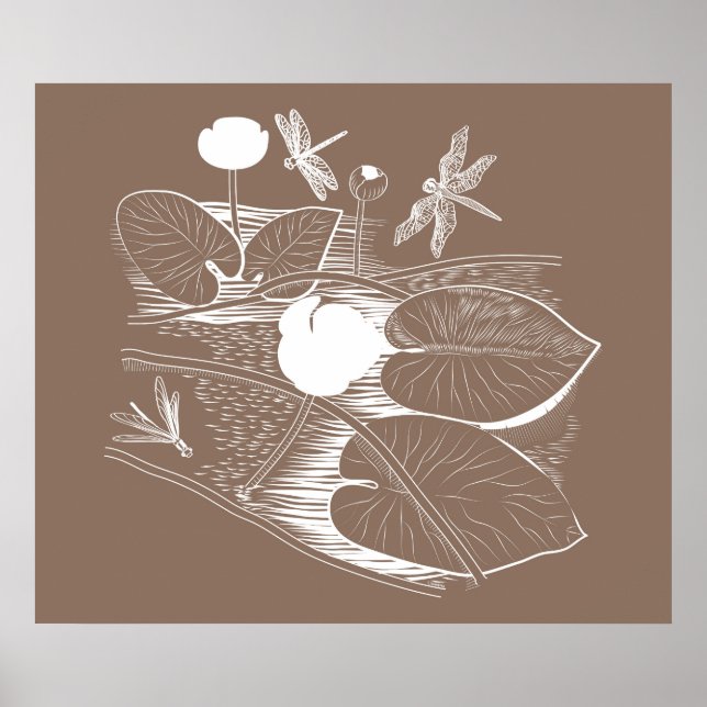 Water-lilies engraving poster (Front)