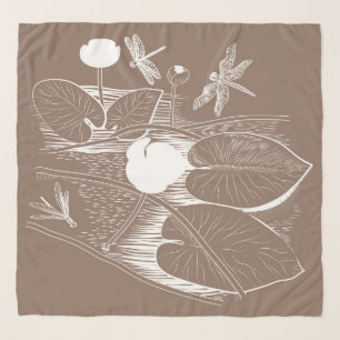 Water-lilies engraving scarf