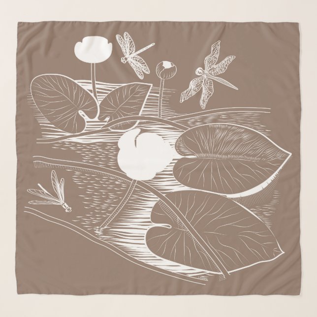 Water-lilies engraving scarf (Front)