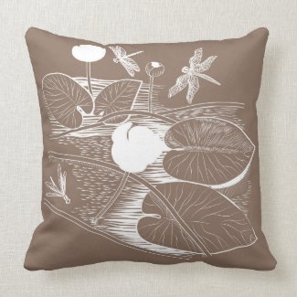 Water-lilies engraving throw pillow