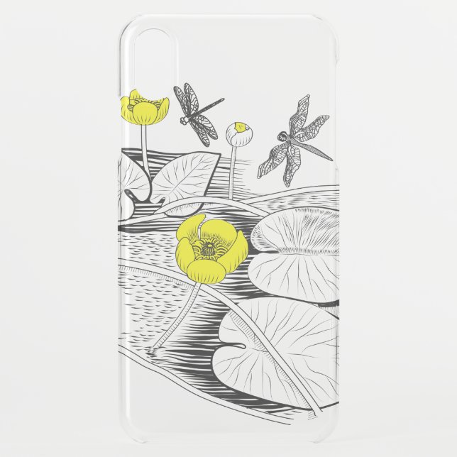 Water-lilies engraving uncommon iPhone case (Back)