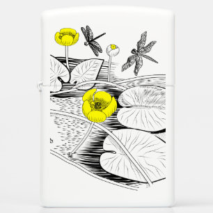 Water-lilies engraving zippo lighter