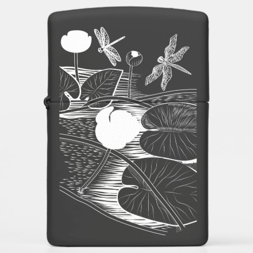 Water_lilies engraving zippo lighter