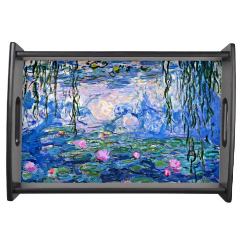 Water Lilies famous 1919 painting by Claude Monet Serving Tray