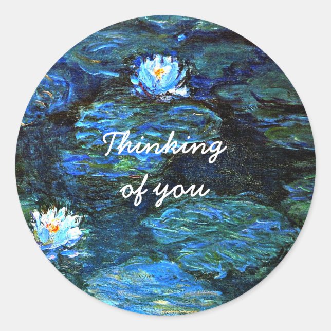 Water Lilies, famous Monet painting Classic Round Sticker (Front)