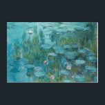 Water Lilies, Fine Art Oil Painting, Claude Monet<br><div class="desc">Claude Monet,  circa 1915
oil on canvas
mostly monochrome impressionist oil painting of a peaceful calm serene tranquil bold jewel tone vibrant vivid turquoise blue pond with green lily pads and pink water lily flowers 

sophisticated boho elegant stately bohemian chic fine art decor modern classic historical nature art</div>