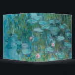 Water Lilies, Fine Art Oil Painting, Claude Monet 3 Ring Binder<br><div class="desc">Claude Monet,  circa 1915
oil on canvas
mostly monochrome impressionist oil painting of a peaceful calm serene tranquil bold jewel tone vibrant vivid turquoise blue pond with green lily pads and pink water lily flowers 

sophisticated boho elegant stately bohemian chic fine art decor modern classic historical nature art</div>