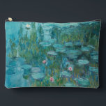 Water Lilies, Fine Art Oil Painting, Claude Monet Accessory Pouch<br><div class="desc">Claude Monet,  circa 1915
oil on canvas
mostly monochrome impressionist oil painting of a peaceful calm serene tranquil bold jewel tone vibrant vivid turquoise blue pond with green lily pads and pink water lily flowers 

sophisticated boho elegant stately bohemian chic fine art decor modern classic historical nature art</div>