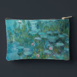 Water Lilies, Fine Art Oil Painting, Claude Monet Accessory Pouch<br><div class="desc">Claude Monet,  circa 1915
oil on canvas
mostly monochrome impressionist oil painting of a peaceful calm serene tranquil bold jewel tone vibrant vivid turquoise blue pond with green lily pads and pink water lily flowers 

sophisticated boho elegant stately bohemian chic fine art decor modern classic historical nature art</div>