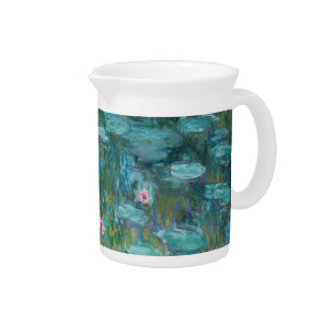 Water Lilies, Fine Art Oil Painting, Claude Monet Beverage Pitcher
